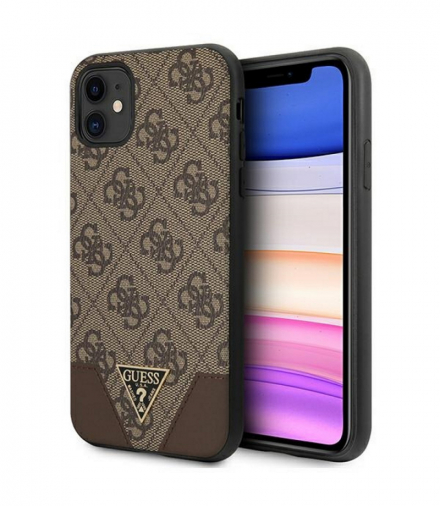 Nakładka do iPhone 11 GUHCN61PU4GHBR brązowa hard case 4G Triangle Collection TFO Guess GSM111676
