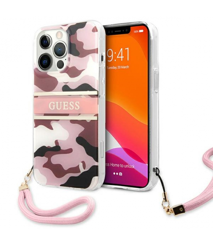 Nakładka do iPhone 13 6,1" GUHCP13MKCABPI różowa hard case Camo Strap Collection TFO Guess GSM114326