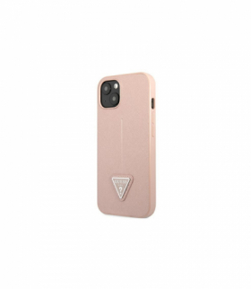Nakładka do iPhone 13 6,1" GUHCP13MPSATLP różowa hard case Saffiano Triangle Logo TFO Guess GSM117101