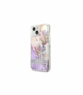 Nakładka do iPhone 13 Mini 5,4" GUHCP13SLFLSU fioletowa hard case Glitter Flower TFO Guess GSM117672