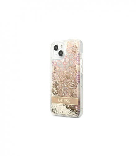 Nakładka do iPhone 13 6,1" GUHCP13MLFLSD złota hard case Glitter Flower TFO Guess GSM117677