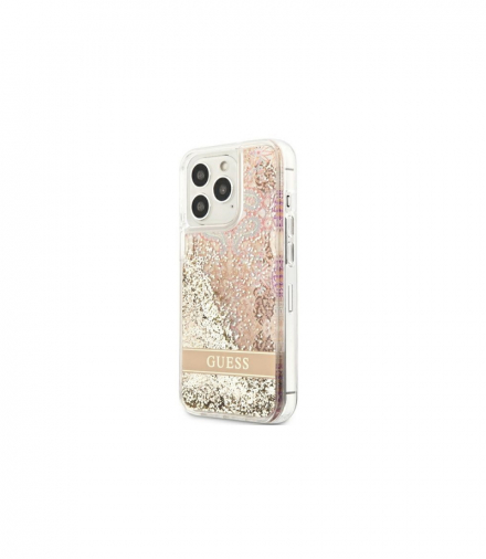Nakładka do iPhone 13 Pro 6,1" GUHCP13LLFLSD złota hard case Glitter Flower TFO Guess GSM117678