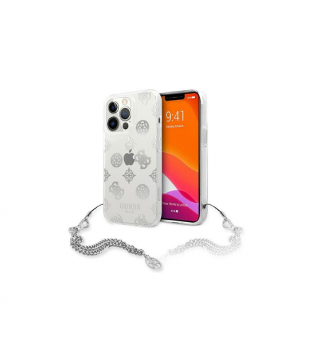 Nakładka do iPhone 13 6,1" GUHCP13MKSPESI srebrna hard case Peony Chain TFO Guess GSM118040