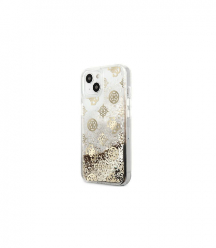 Nakładka do iPhone 13 6,1" GUHCP13MLGPEGO złota hard case Peony Liquid Glitter TFO Guess GSM118043