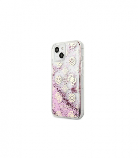 Nakładka do iPhone 13 6,1" GUHCP13MLGPEPI różowa hard case Peony Liquid Glitter TFO Guess GSM118044