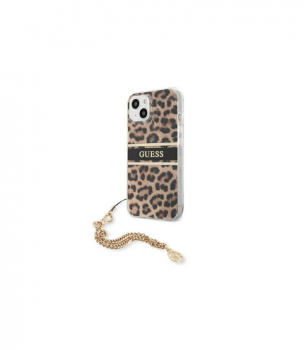 Nakładka do iPhone 13 mini 5,4" GUHCP13SKBSLEO Leopard hard case Gold Chain TFO Guess GSM118055