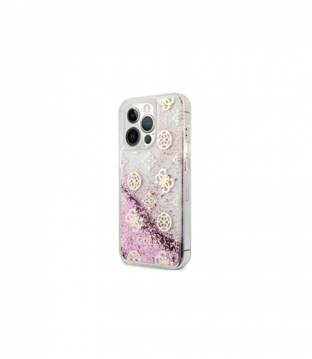 Nakładka do iPhone 13 Pro Max 6,7" GUHCP13XLGPEPI różowa hard case Peony Liquid Glitter TFO Guess GSM118071