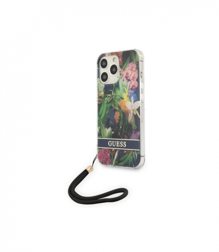 Nakładka do iPhone 13 Pro 6,1" GUHCP13LHFLSB niebieska hard case Flower Strap TFO Guess GSM164888