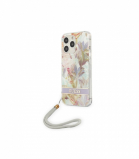 Nakładka do iPhone 13 Pro / 13 6,1" GUHCP13LHFLSU fioletowa hard case Flower Strap TFO Guess GSM164894