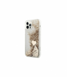 Nakładka do iPhone 12 / 12 Pro 6,1" GUOHCP12MGLHFLGO złota hard case Charms 2 Liquid Glitter TFO Guess GSM165223