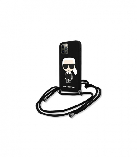 Nakładka do iPhone 12 Pro Max 6,7" KLHCP12LWOSLFKBK czarna hard case Silicone Cord Iconic TFO Karl Lagerfeld GSM114449