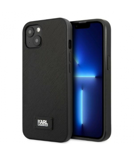 Nakładka do iPhone 13 Mini KLHCP13SSFMP2K czarna hard case Saffiano Logo TFO Karl Lagerfeld GSM114854