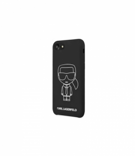 Nakładka do iPhone 7 / 8 / SE 2020 / SE 2022 KLHCI8SILFLWBK hard case czarna Silicone Iconic White TFO Karl Lagerfeld GSM117086