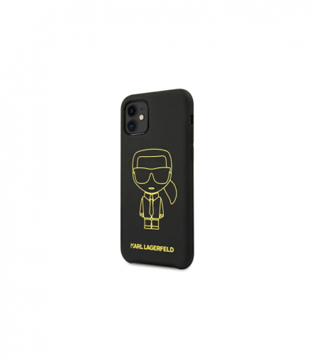 Nakładka do iPhone 11 6,1" / XR KLHCN61SILFLYBK czarna hard case Silicone Iconic Outline TFO Karl Lagerfeld GSM117090