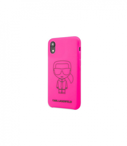 Nakładka do iPhone XR KLHCI61SILFLPI hard case różowa Silicone Iconic Neon Outline TFO Karl Lagerfeld GSM117092