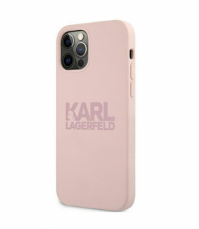 Nakładka do iPhone 12 Pro Max 6,7" KLHCP12LSTKLTLP różowa Silicone Stack Logo TFO Karl Lagerfeld GSM165591