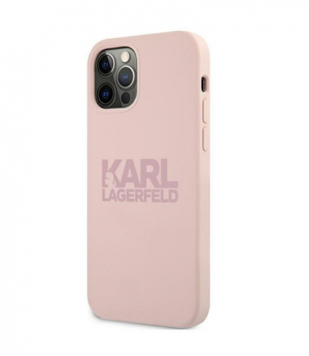 Nakładka do iPhone 12 Pro Max 6,7" KLHCP12LSTKLTLP różowa Silicone Stack Logo TFO Karl Lagerfeld GSM165591