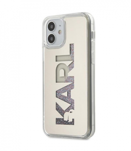 Nakładka do iPhone 12 Mini 5,4" KLHCP12SKLMLGR hardcase srebrna Mirror Liquid Glitter Karl TFO Karl Lagerfeld GSM165592