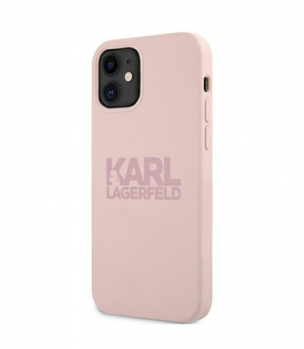 Nakładka do iPhone 12 Mini 5,4" KLHCP12SSTKLTLP różowa Silicone Stack Logo TFO Karl Lagerfeld GSM165595