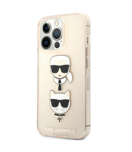 Nakładka do iPhone 13 / 13 Pro 6,1" KLHCP13LKCTUGLGO hardcase złota Glitter Karl`s & Choupette TFO Karl Lagerfeld GSM165599