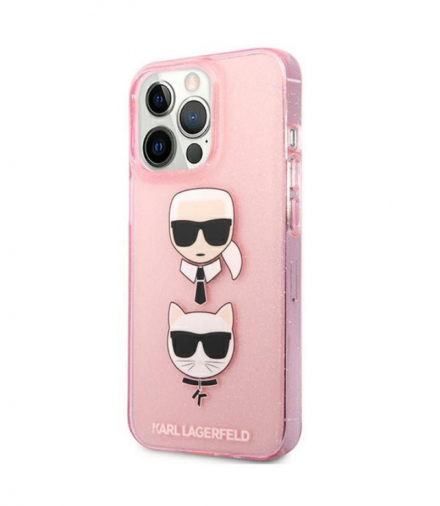 Nakładka do iPhone 13 / 13 Pro 6,1" KLHCP13LKCTUGLP hardcase różowa Glitter Karl`s & Choupette TFO Karl Lagerfeld GSM165600