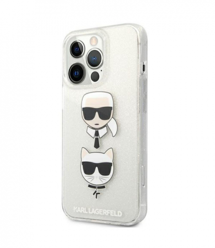 Nakładka do iPhone 13 / 13 Pro 6,1" KLHCP13LKCTUGLS hardcase srebrna Glitter Karl`s & Choupette TFO Karl Lagerfeld GSM165601
