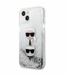 Nakładka do iPhone 13 6,1" KLHCP13MKICGLS hardcase srebrna Liquid Glitter Karl&Choupette Head TFO Karl Lagerfeld GSM165616