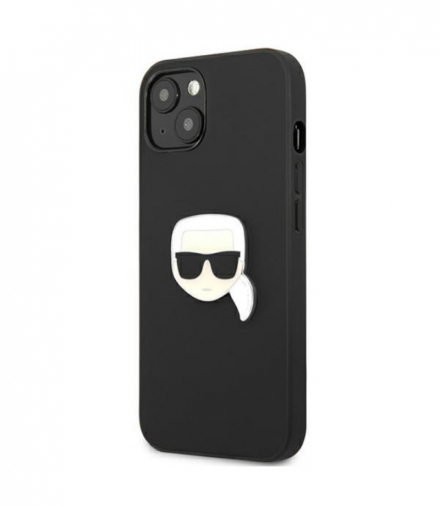 Nakładka do iPhone 13 6,1" KLHCP13MPKMK hardcase czarna Leather Ikonik Karl`s Head Metal TFO Karl Lagerfeld GSM165619
