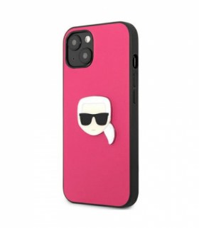 Nakładka do iPhone 13 6,1" KLHCP13MPKMP hardcase różowa Leather Ikonik Karl`s Head Metal TFO Karl Lagerfeld GSM165620