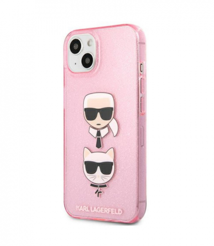 Nakładka do iPhone 13 Mini 5,4" KLHCP13SKCTUGLP hardcase różowa Glitter Karl`s & Choupette TFO Karl Lagerfeld GSM165628