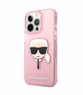 Nakładka do iPhone 13 Pro Max 6,7" KLHCP13XKHTUGLP hardcase różowa Glitter Karl`s Head TFO Karl Lagerfeld GSM165643