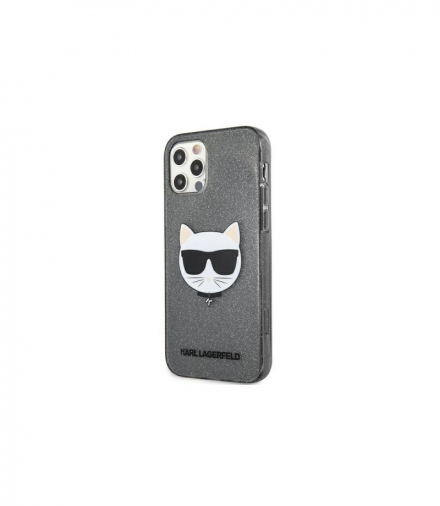 Nakładka do iPhone 12 / 12 Pro 6,1" KLHCP12MCHTUGLB czarna hardcase TPU Choupette Glitter Transparent TFO Karl Lagerfeld GSM165772
