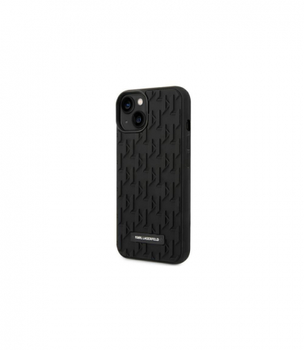 Nakładka do iPhone 14 Pro Max 6,7" KLHCP14XRUPKLPK czarna + 3D Rubber case with Monogram Pattern and Metal Plate Logo TFO Karl Lagerfeld GSM166731