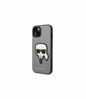 Nakładka do iPhone 14 Plus 6,7" KLHCP14MSAPKHG srebrna PU Saffiano case with Karl Head Patch TFO Karl Lagerfeld GSM166737