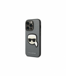 Nakładka do iPhone 14 Pro 6,1" KLHCP14LSAPKHG srebrna PU Saffiano case with Karl Head Patch TFO Karl Lagerfeld GSM166738