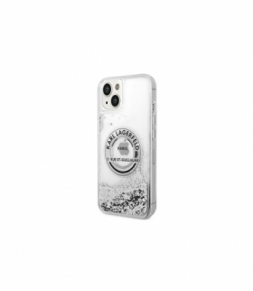 Nakładka do iPhone 14 6,1" KLHCP14SLCRSGRS srebrna Liquid Glitter case Round RSG Logo TFO Karl Lagerfeld GSM166748