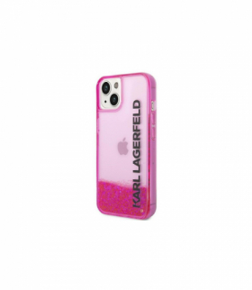 Nakładka do iPhone 14 6,1" KLHCP14SLCKVF różowa Liquid Glitter Translucent case Elongated Logo TFO Karl Lagerfeld GSM166750