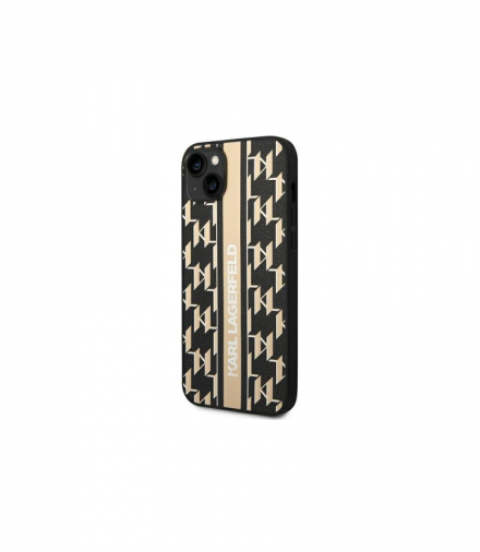 Nakładka do iPhone 14 Pro 6,1" KLHCP14LPGKLSKW brązowa HC PU Monogram Stripe TFO Karl Lagerfeld GSM167611