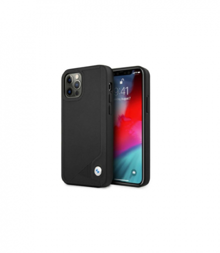 Nakładka do iPhone 12 / 12 Pro 6,1" BMHCP12MRCDPK czarna hardcase Leather Deboss TFO BMW BRA100021