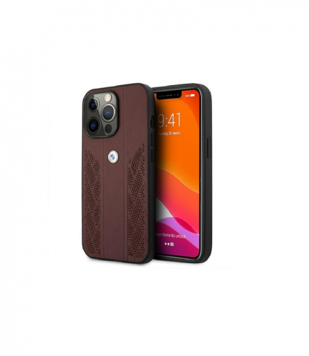 Nakładka do iPhone 13 Pro Max 6,7" BMHCP13XRSPPR czerwona hardcase Leather Curve Perforate TFO BMW BRA100029