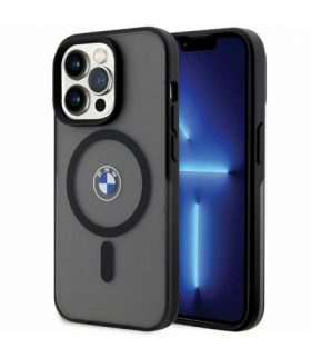 Nakładka do iPhone 14 Pro 6,1" BMHMP14LDSLK czarna hardcase Magsafe Signature IML TFO BMW BRA100262
