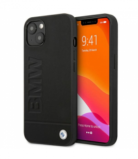 Nakładka do iPhone 13 6,1" BMHCP13MSLLBK czarna hard case Real Leather Hot Stamp And Logo TFO BMW BRA100299