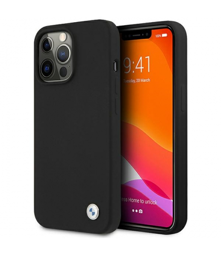 Nakładka do iPhone 13 Pro 6,1" BMHCP13LMSILBK czarna hard case Liquid Silicone Signature TFO BMW BRA100302