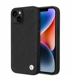 Nakładka do iPhone 14 6,1" BMHCP14S22RQDK czarna hard case Leather Quilted TFO BMW BRA100305