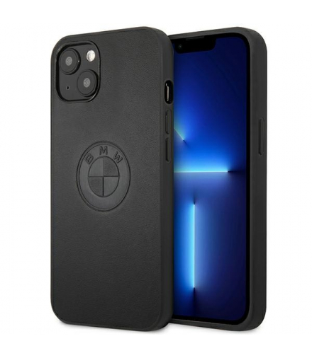 Nakładka do iPhone 13 6,1" BMHCP13MREELK czarna hard case Real Leather Embossed Logo TFO BMW BRA100307