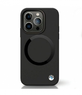 Nakładka do iPhone 14 Pro 6,1" BMHMP14LSILBK2 czarna HC Magsafe Silicone Metal Logo + UV TFO BMW BRA100354
