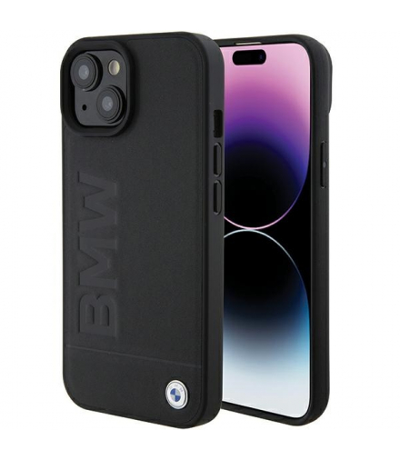 Nakładka do iPhone 15 Plus 6,7" BMHCP15MSLLBK czarna HC Leather Hot Stamp TFO BMW BRA100378