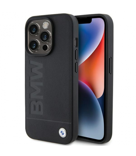 Nakładka do iPhone 15 Pro Max 6,7" BMHCP15XSLLBK czarna HC Leather Hot Stamp TFO BMW BRA100380