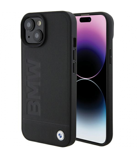 Nakładka do iPhone 15 Plus 6,7" BMHMP15MSLLBK czarna HC Magsafe Leather Hot Stamp TFO BMW BRA100385