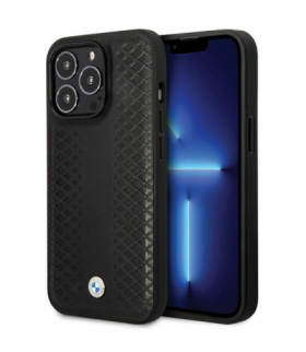 Nakładka do iPhone 14 Pro 6,1" BMHCP14L22RFGK czarna Sign HC Leather Diamond Pattern TFO BMW BRA100388